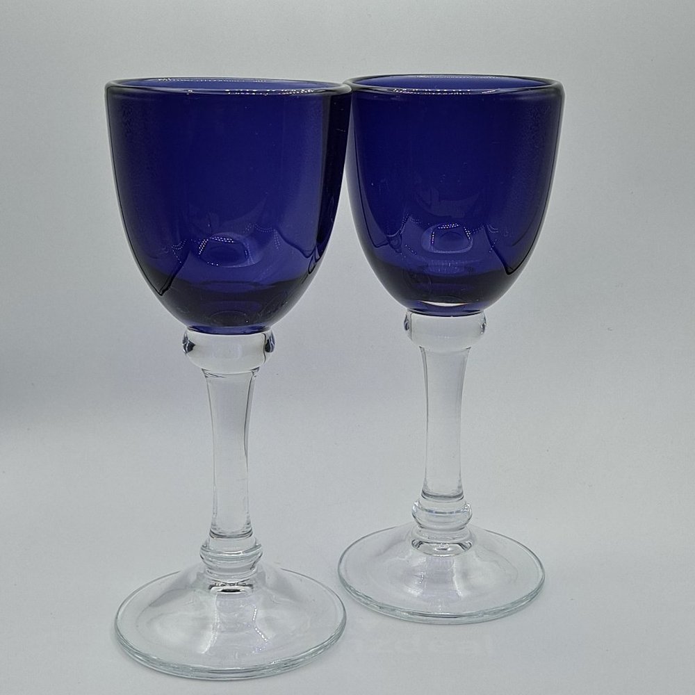 Dark Purple Wine Glasses Goblets Heavy Glass